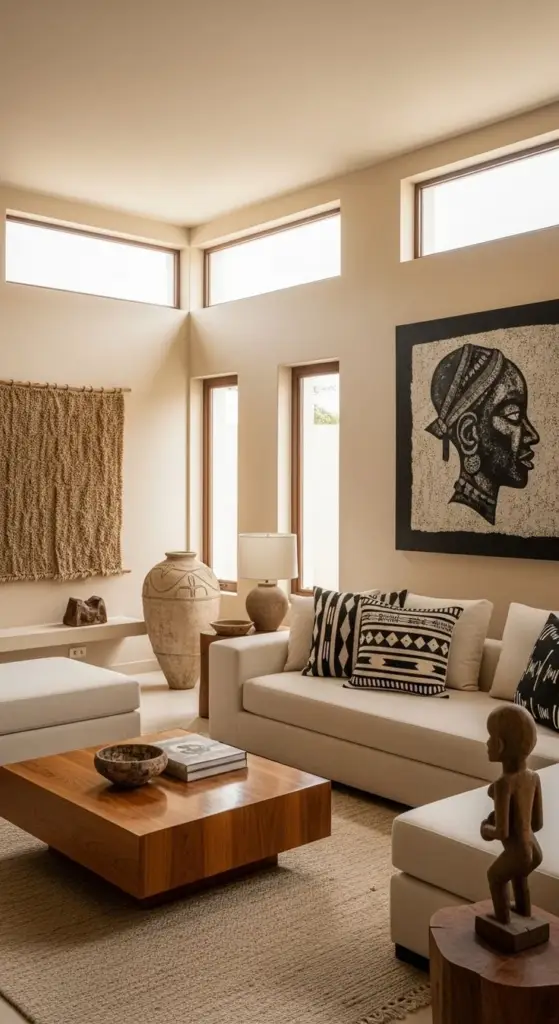 Minimalist Afro Chic Home Decor | Sleek & Cultural Living Room Style
